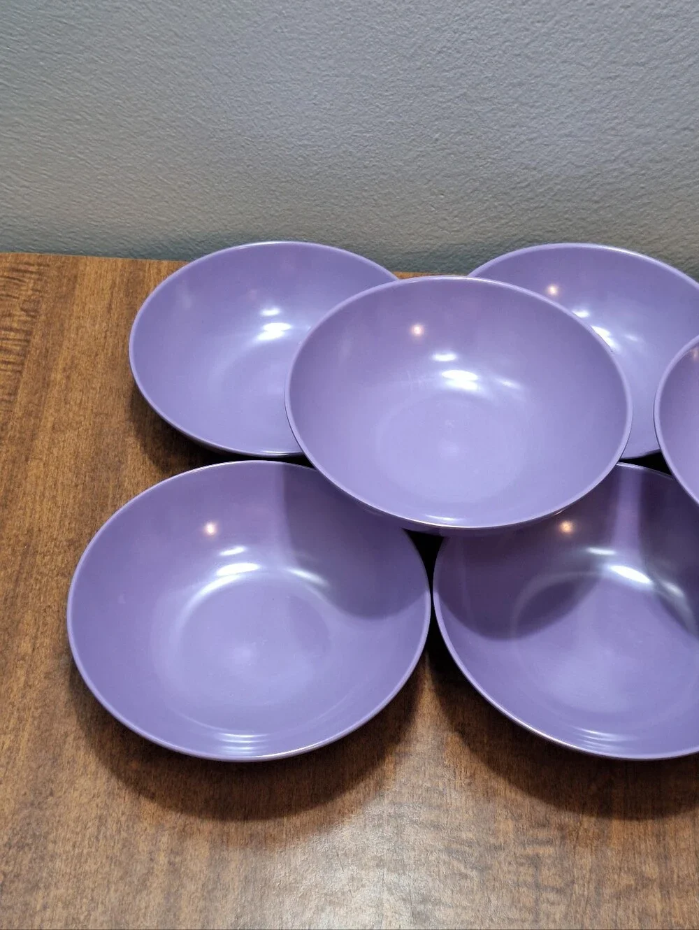 Vtg MCM Retro Purple Lilac Melmac Melamine 16 Pieces 8 Bowls 8 Dessert Plates